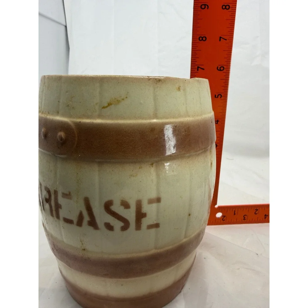 Vintage A&M Ceramic Grease Crock Barrel Shape Kentucky Stoneware Jar Brown Cream